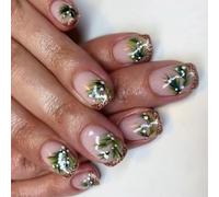 24pcs Piazza Natale Press On Nails Punta Francese Albero di Natale Disegni Full Covers Unghie Finte Decorazione Per Le Donne
