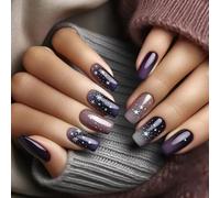 24Pcs Piazza Premere Su Unghie Blu Inverno Starlit Full Covers Unghie Finte Set Stick On Nails Manicure Per Le Donne Ragazze