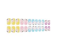 24pcs Piazza Premere Su Unghie Con Conigli Modello Breve Artificiale Unghie Coperture Piene Unghie Finte Manicure Un