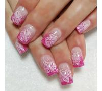 24Pcs Piazza Premere Su Unghie Con Disegni Floreali Stick On Full Covers Unghie Finte Lucido Manicure Unghie Accessori