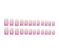 24Pcs Piazza Premere Su Unghie Con Disegni Floreali Stick On Full Covers Unghie Finte Lucido Manicure Unghie Accessori
