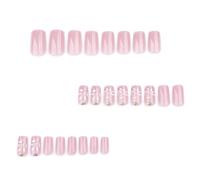 24pcs Piazza Premere Su Unghie Con Fiori Disegni Brevi Unghie Finte Coperture Piene Stick On Unghie Per Donne
