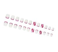 24Pcs Piazza Premere Su Unghie di San Valentino Unghie Finte Francesi Acrilico Unghie Finte Unghie Artifici