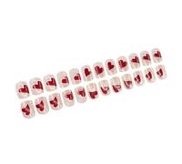 24Pcs Piazza Premere Su Unghie di San Valentino Unghie Finte Francesi Acrilico Unghie Finte Unghie Artifici