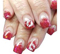 24Pcs Piazza Premere Su Unghie di San Valentino Unghie Finte Francesi Acrilico Unghie Finte Unghie Artifici