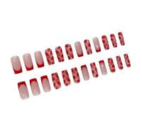 24Pcs Piazza Premere Su Unghie di San Valentino Unghie Finte Francesi Acrilico Unghie Finte Unghie Artifici