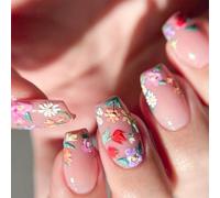 24Pcs Piazza Premere Su Unghie Disegni Lucidi Francesi Falso Acrilico Falso Colle Artificiali Sulle Donne Design