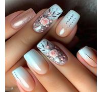 24Pcs Piazza Premere Su Unghie Disegni Lucidi Francesi Falso Acrilico Falso Colle Artificiali Sulle Donne Design