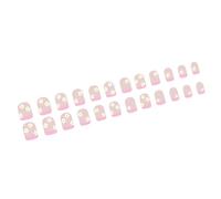 24Pcs Piazza Premere Su Unghie Floreali Disegni Francesi Unghie Finte Acriliche Unghie Artificiali Colle