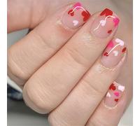 24Pcs Piazza Premere Su Unghie Valentine Francese Falso Acrilico Falso Colle Artificiali Su Per Le Donne Valentine Press On Nail