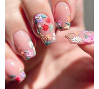 24Pcs Piazza Press On Nails Disegni Lucidi Unghie Finte Francesi Unghie Finte Acriliche Unghie Artifici