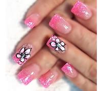 24Pcs Piazza Press On Nails Disegni Lucidi Unghie Finte Francesi Unghie Finte Acriliche Unghie Artifici