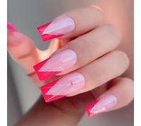 24Pcs Piazza Press On Nails Disegni Lucidi Unghie Finte Francesi Unghie Finte Acriliche Unghie Artifici