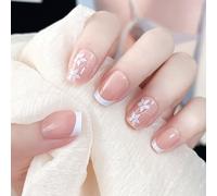24Pcs Piazza Press On Nails Disegni Lucidi Unghie Finte Francesi Unghie Finte Acriliche Unghie Artifici