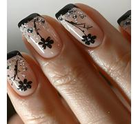 24Pcs Piazza Press On Nails Disegni Lucidi Unghie Finte Francesi Unghie Finte Acriliche Unghie Artificiali