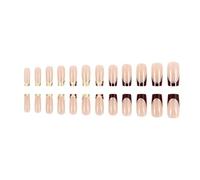 24Pcs Piazza Unghie Finte Coperture Piene Strisce Scintillanti E Colore Ambra Disegni Acrilici Press On