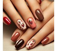 24Pcs Premere Su Unghie Breve Piazza Falso Francese Coperture Piene Acrilico Falso Disegni Finti Per Le Donne Ragazza Colle Acriliche