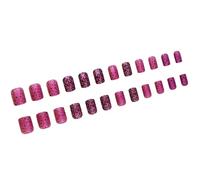 24pcs Premere Su Unghie Breve Piazza Unghie Finte Con Cuore Disegni Stick On Unghie Manicure Francese Unghie