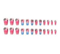 24pcs Premere Su Unghie Con Albero Di Cocco Disegni Unghie Decors Full Covers Acrilico Per Le Donne Vacanza Vacanza Gradiente Acrilico