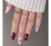24Pcs Premere Su Unghie Coperture Piene Acrilico Con Fiocchi Modello Decors Stick On Per Le Donne E Le Ragazze Piazza Unghie F