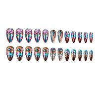 24pcs Press Mandorle Unghie Con Disegni Floreali Copertine False Nails Manicure Per L'autunno E Valentine Flowers Flowers