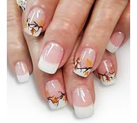 24pcs Press On Glitter Unghie Con Design Francese Durabilità Plastica Finte Unghie Per Occasioni Speciali Stampa Su Chiodo Elegante Stile Francese