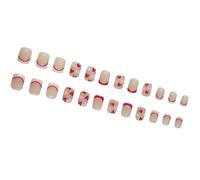 24pcs Press On Nails Breve Francese Punta Piazza Forma Unghie Finte San Valentino Unghie Full Covers Acrilico Unghie Per Le Donne