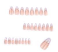 24pcs Press On Nails French Tip Mandorla Forma Unghie Finte Con Fiocchi E Punta Brillante Disegni Colle Su Unghie Per Le Donne