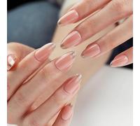 24Pcs Press On Nails French Tips Mandorla Unghie Finte Acrilico Artificiale Coperture Piene Stick On Manicure Accessori Del Chiodo