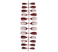 24Pcs Press On Nails Mandorla Acrilico Unghie Coperture Piene Punte Francesi Lucide Unghie Finte Per Le Donne