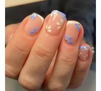 24pcs Press Press On Nails Disegni Lucidi Francese Acrilico Falso Guue Artificiali Donne Women Bask Nail