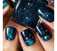 24pcs Press Su Unghie Corto Quadrato Finte Unghie Con Design Stella Lucida Bacchetta Su Unghie Per Le Donne E Le Ragazze Manicure