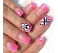 24pcs Press Su Unghie Mandorle Colla Su Chiodi Francese Falso Disegni Falso Regali Artificiali Per Le Donne Ragazze Pressatura Chiodo Bara Mandorla Chiodo Francese