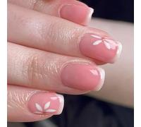 24pcs Press Su Unghie Square Falso Con Bozze Fiore Falso Glitter Colla Artificiale Per Chiodo Donna