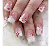 24pcs Quadrato Chiodi Finte Stampa Artificiale Falso Colle Su Design Di Natale Consigli Francesi Piazza Falso Chiodo