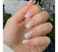 24pcs Quadrato Pressa Su Unghie Con Glitter Polvere Lucida Falso Artificiale Per Usura Quotidiana E Occasioni Speciali Moda Nail Art