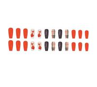 24pcs Ringraziamento Premere Su Unghie Falso Con Volpi Coperture Piene Acrilico Stick On Per Le Donne E Le Ragazze Moda Nail Tips