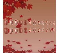 24pcs Ringraziamento Press On Unghie Autunno Foglie d'Acero Premere Su Unghie Breve Piazza Stick On Unghie Co