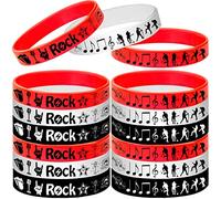 24PCS Rock and Roll Braccialetti in silicone Braccialetti in gomma -Musica Party Bomboniere Note Musicali Decorazioni per feste Chitarra Musicana Audio Record Microfono Rap Compleanno Baby Shower
