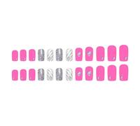 24pcs San Valentino Argento Glitter Cuore Unghie Punte Premere Su Falso Alla Moda Per Un Look Elegante Alla Moda Unghie Finte