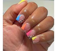 24pcs San Valentino Breve Quadrato Acrilico Premere Su Unghie Con Puntini Disegni Stick sulle Unghie Manicure Unghie Accessori