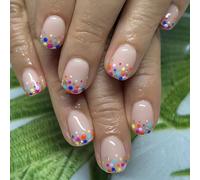 24pcs San Valentino Press On Nails Breve Forma Quadrata Acrilico Unghie Finte Con Puntini Disegni Stick on Nails Per Le Donne