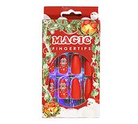 24pcs/Set Christmas Press Su Nails Copertura Completa Unghie Acriliche Kit Nail Art Decorazione Lungo