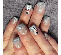 24pcs Square Press Su Chiodi Di Natale Francese Fake Acrilico Falso Adesivi Artificiali Per Le Donne di Natale Stampa Su Chiodo