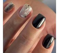 24pcs Square Press Su Unghie Disegni Lucidi Chiodi Finti Francesi Finte Acrilico False Chiodi Artificiali Colla Su Unghie Donne