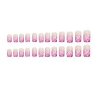 24pcs Square Press Su Unghie Motivo Fiore Incollare Su Unghie Per Le Donne E Le Ragazze Lucide Unghie Artificiali Rivestimenti Interi