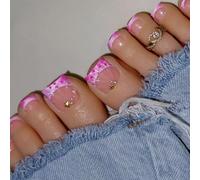 24Pcs Stella Unghie Finte Perle Brilla Rivestimento Unghie Arte per le Donne Lungo Comfort Multiuso Perle Unghie D