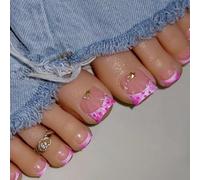 24Pcs Stella Unghie Finte Perle Brilla Rivestimento Unghie Arte Per Le Donne Lungo Comfort Multiuso Elegante Unghie Finte