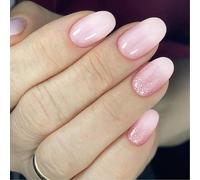 24pcs unghie artificiali corte ovali con glitter per stampa unghie per donne alla moda, facile da usare manicure decorazione artistica chiodo artificiale