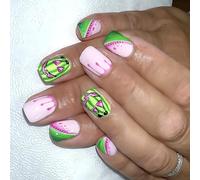 24Pcs Unghie Finte Tema di Vacanza Punte Lucide Unghie Artificiali Per Costumi Modelli di Moda Del Partito Accessori